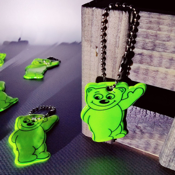 Брелок - светоотражатель Медвежонок, на цепочке / двухсторонний фликер - 1 шт